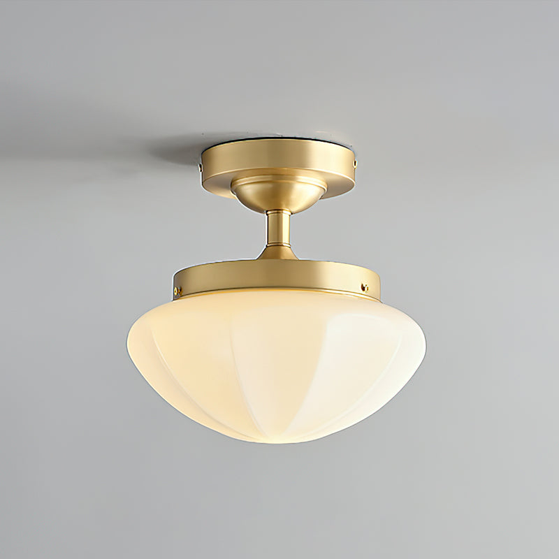 OPALINE Brass & Milk Glass Ceiling Light
