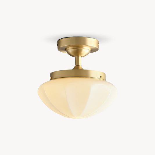 OPALINE Brass & Milk Glass Ceiling Light