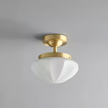 OPALINE Brass & Milk Glass Ceiling Light