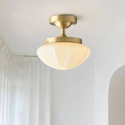 OPALINE Brass & Milk Glass Ceiling Light