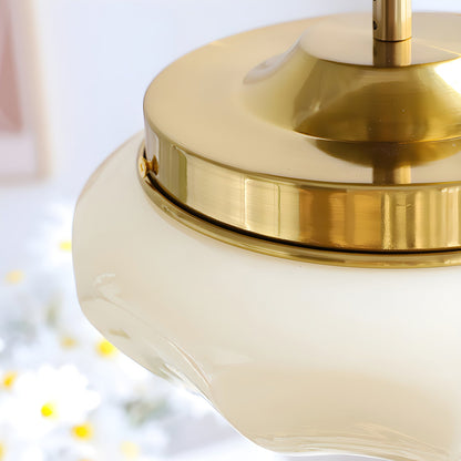 OPALINE Brass & Milk Glass Ceiling Light