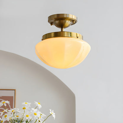OPALINE Brass & Milk Glass Ceiling Light