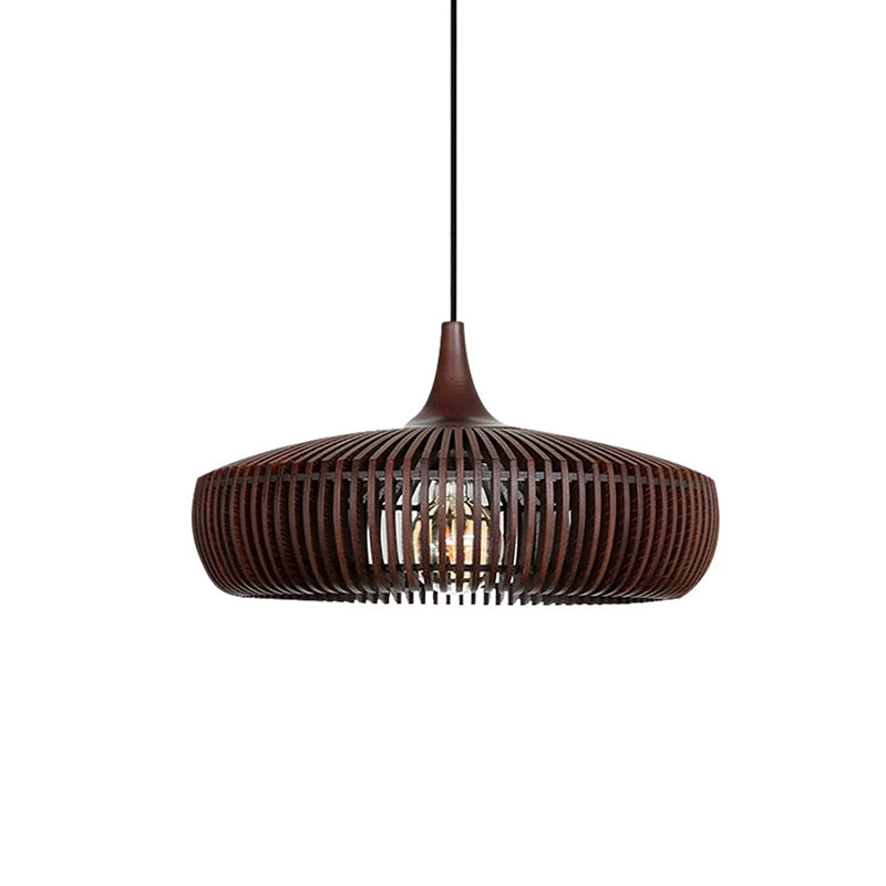Handcrafted Natural Wood Fin Chandelier - Scandi Style Hanging Lamp