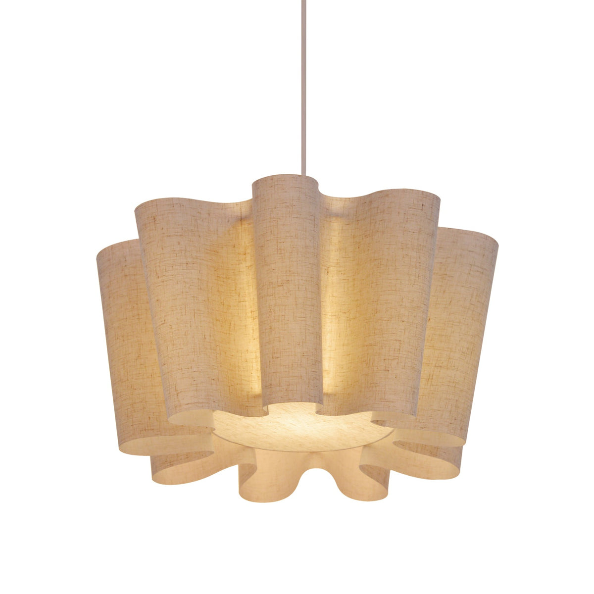 Modern Wavy Linen Drum Pendant Light - Nordic Ruffled Fabric Chandelier