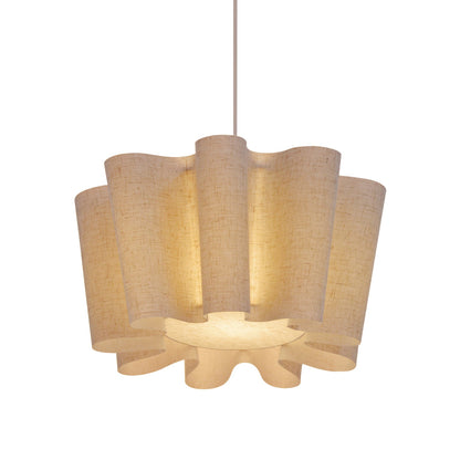 Modern Wavy Linen Drum Pendant Light - Nordic Ruffled Fabric Chandelier
