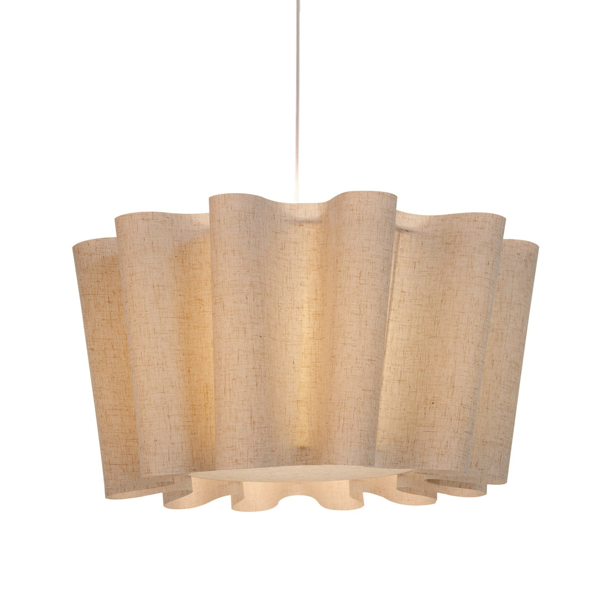 Modern Wavy Linen Drum Pendant Light - Nordic Ruffled Fabric Chandelier