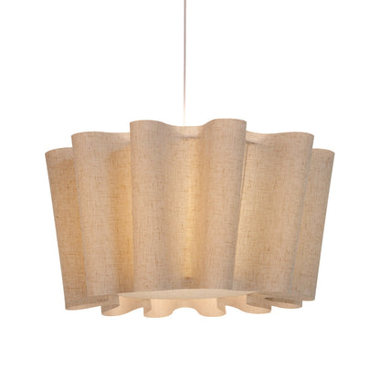Modern Wavy Linen Drum Pendant Light - Nordic Ruffled Fabric Chandelier