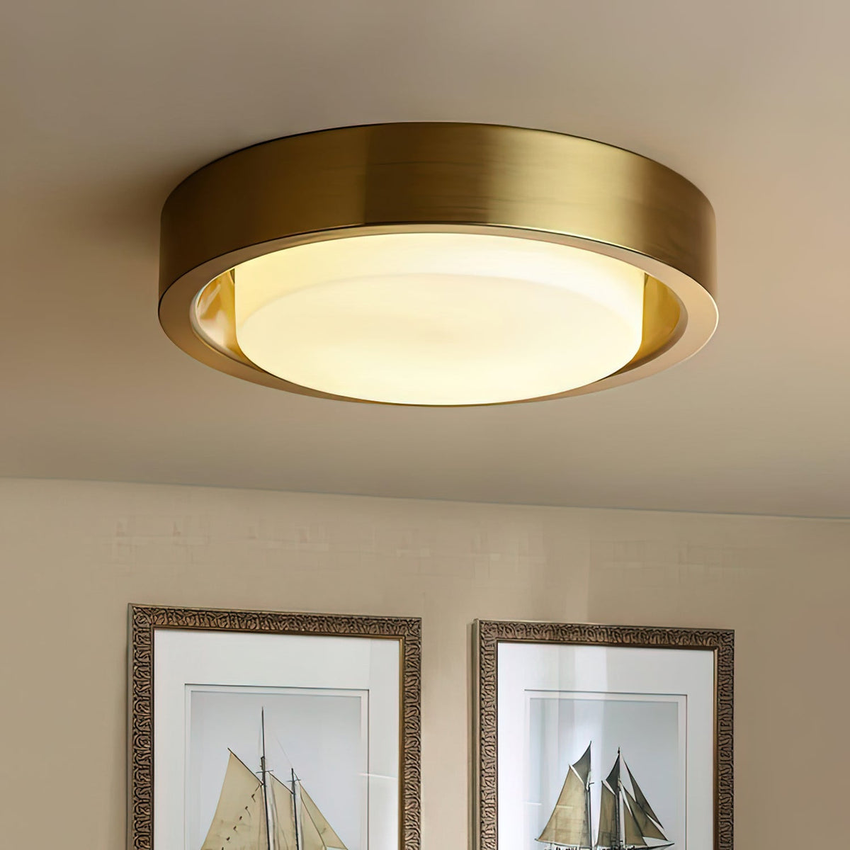 OTTAVIA Brass Halo Flush Mount Ceiling Light