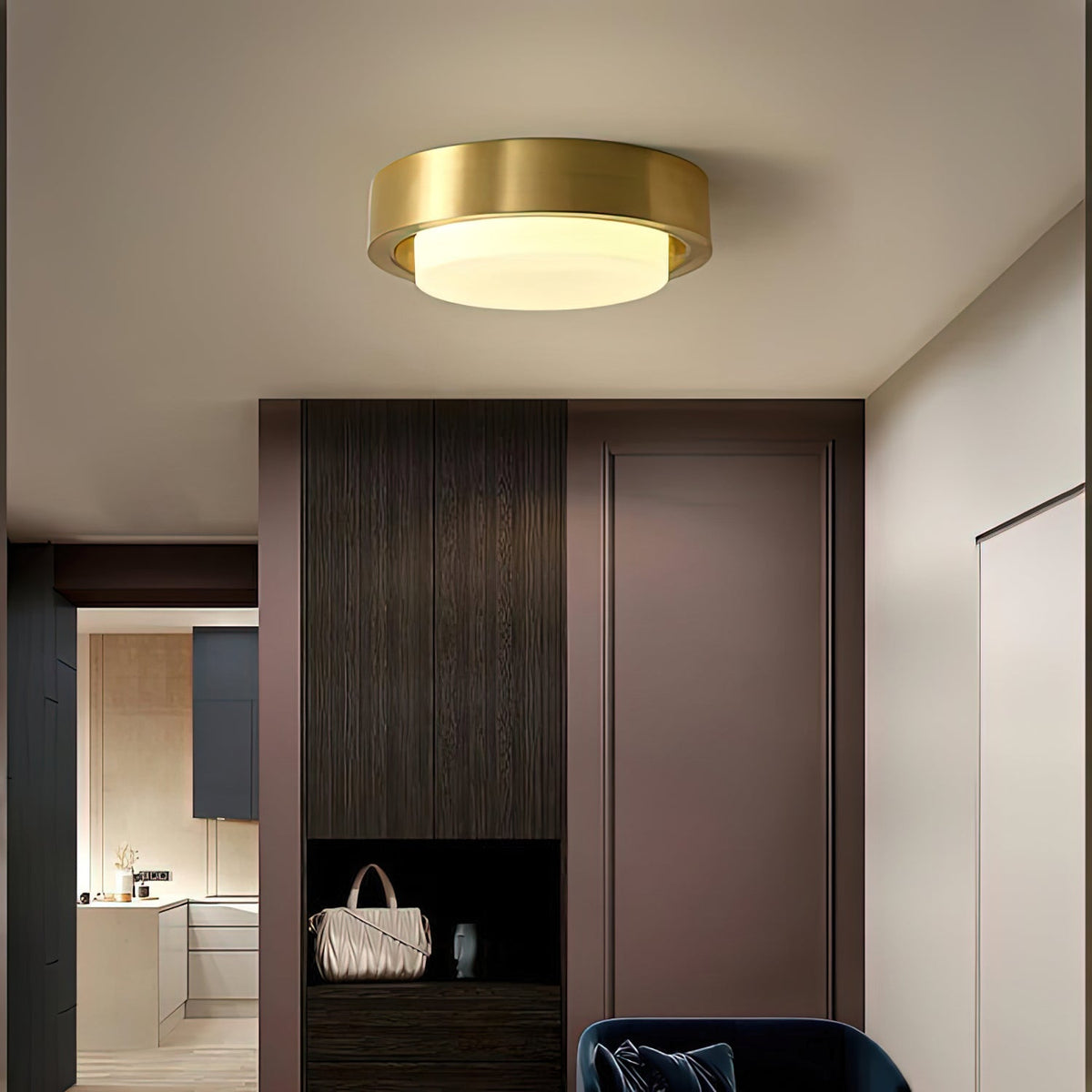 OTTAVIA Brass Halo Flush Mount Ceiling Light