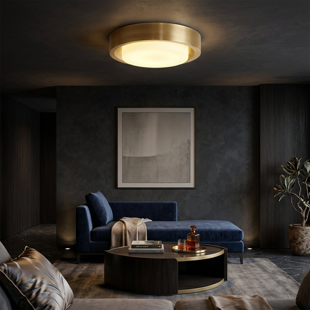 OTTAVIA Brass Halo Flush Mount Ceiling Light