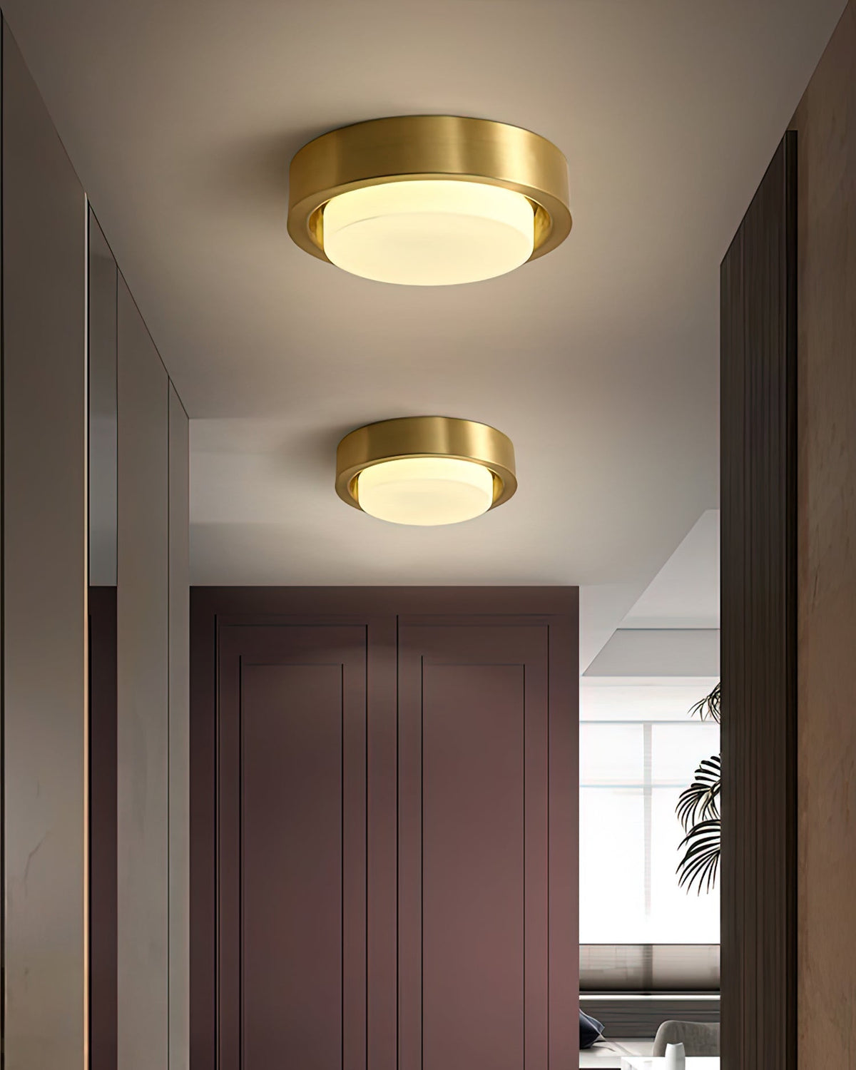 OTTAVIA Brass Halo Flush Mount Ceiling Light