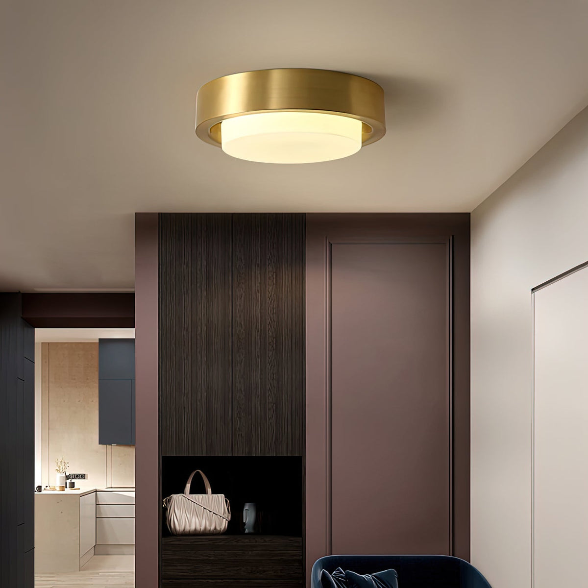 OTTAVIA Brass Halo Flush Mount Ceiling Light