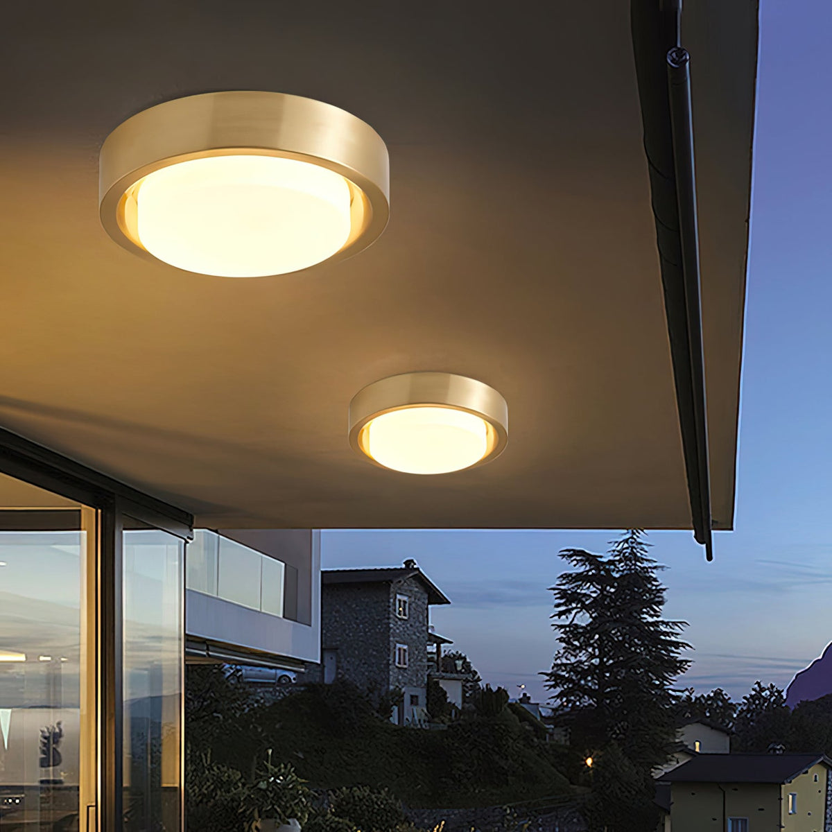 OTTAVIA Brass Halo Flush Mount Ceiling Light