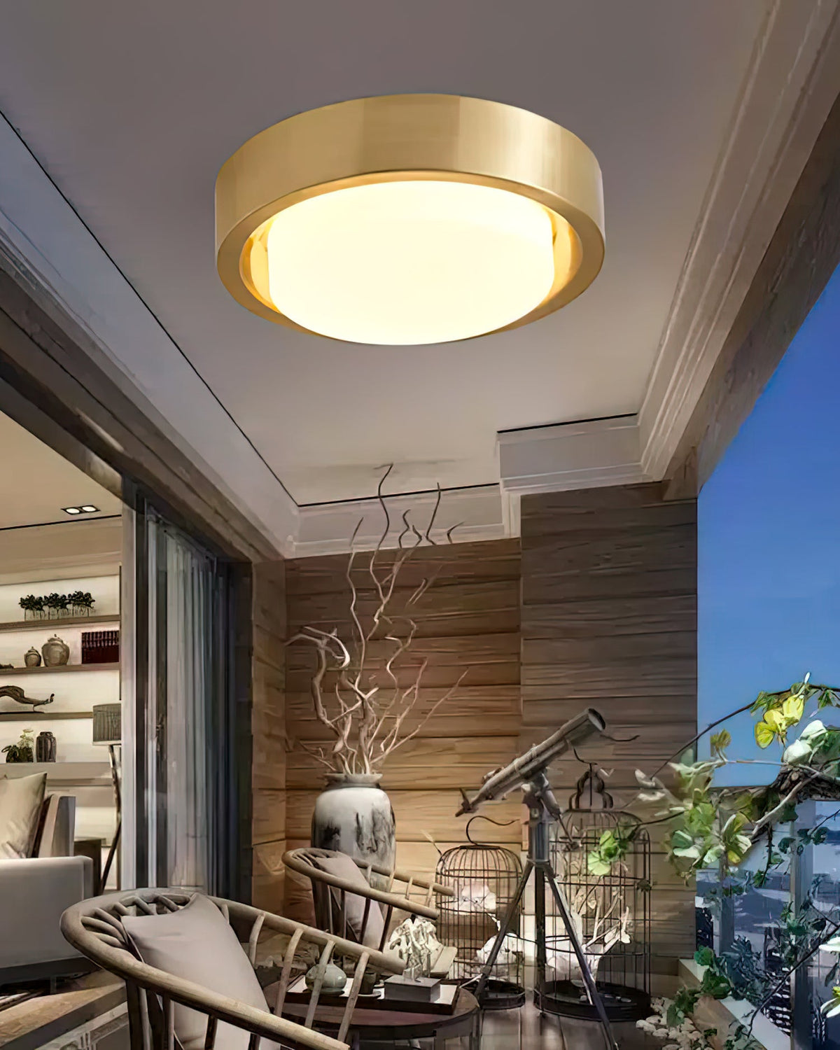 OTTAVIA Brass Halo Flush Mount Ceiling Light