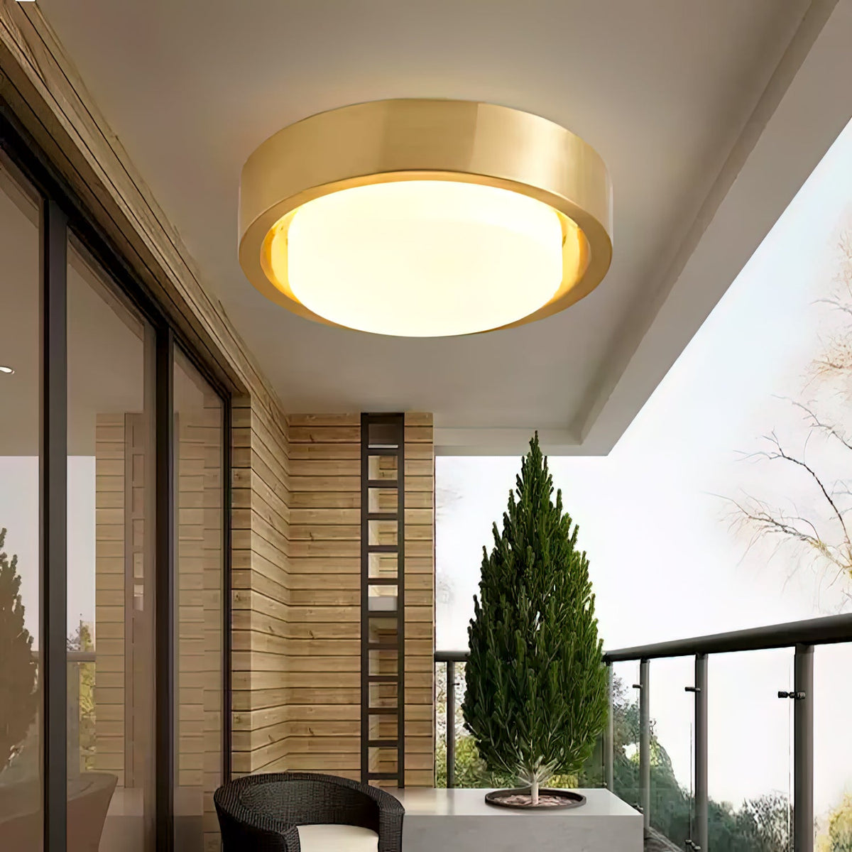 OTTAVIA Brass Halo Flush Mount Ceiling Light