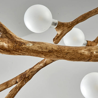 Organic Branch Chandelier - Modern Tree Branch Light with Glass Globes