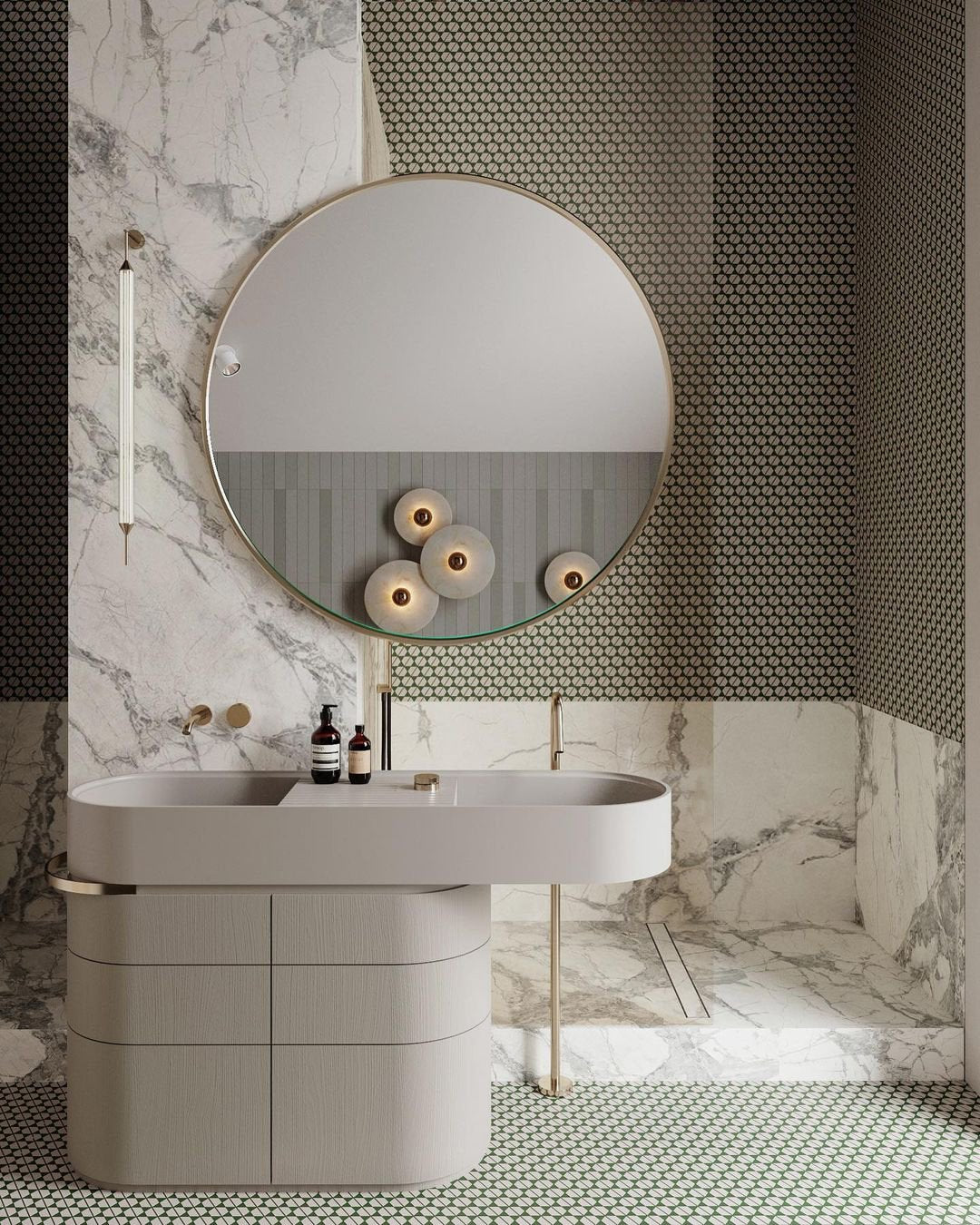 Median Alabaster  Sconce