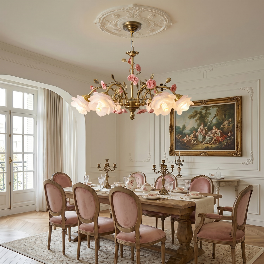 MAGNOLINA Copper Glass Petal Chandelier