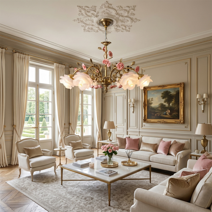 MAGNOLINA Copper Glass Petal Chandelier