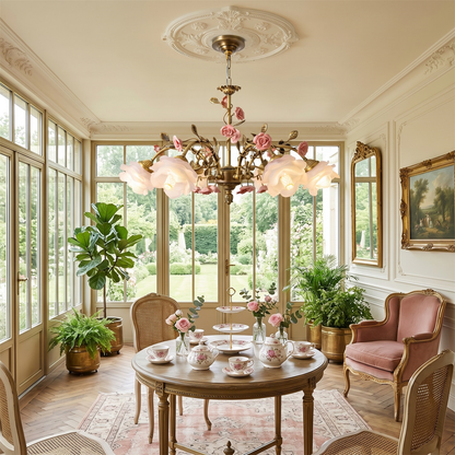 MAGNOLINA Copper Glass Petal Chandelier