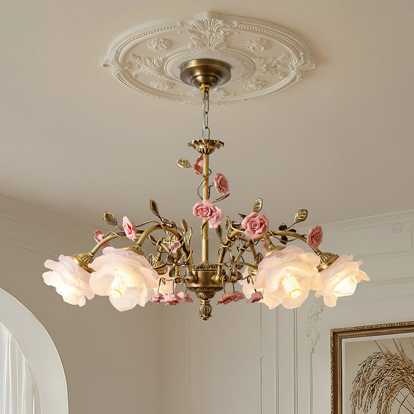 MAGNOLINA Copper Glass Petal Chandelier