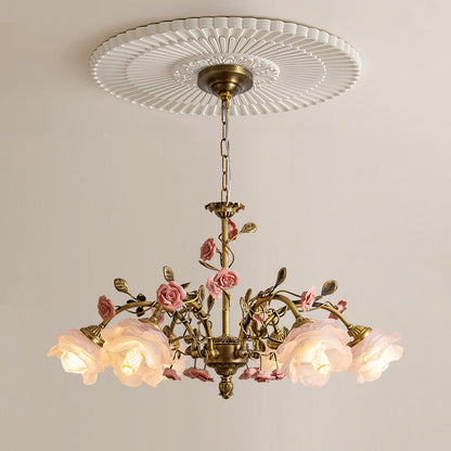 MAGNOLINA Copper Glass Petal Chandelier