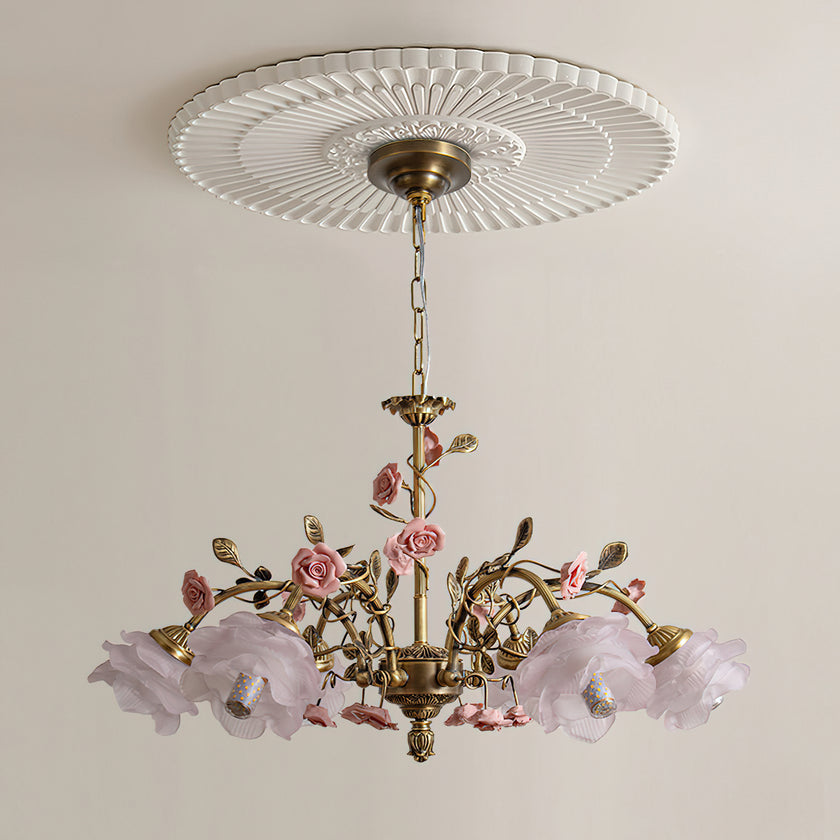 MAGNOLINA Copper Glass Petal Chandelier
