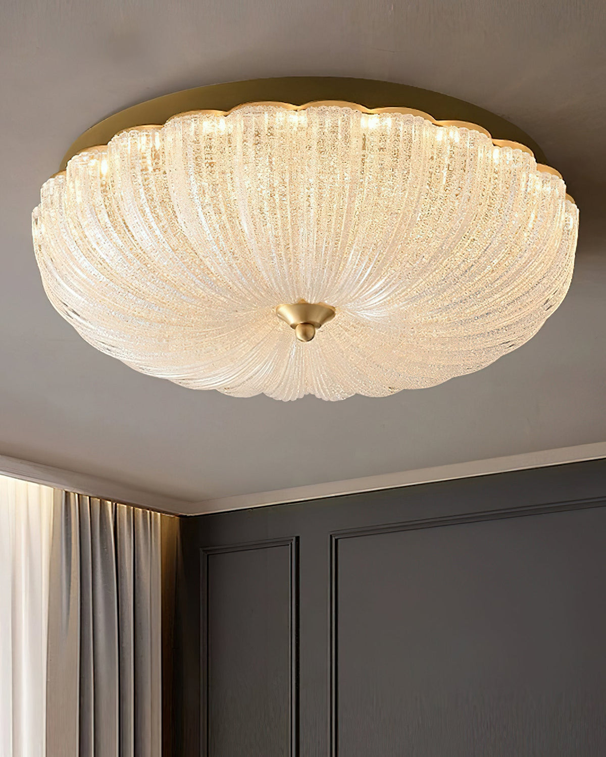 ONDINE Rippled Glass & Brass Ceiling Light