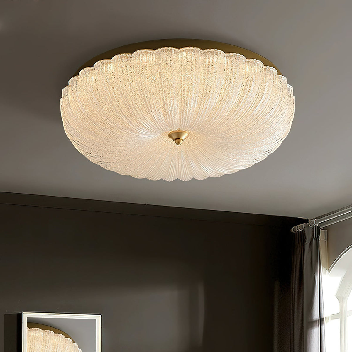 ONDINE Rippled Glass & Brass Ceiling Light