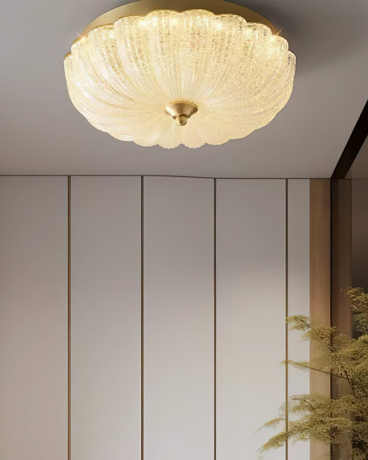 ONDINE Rippled Glass & Brass Ceiling Light