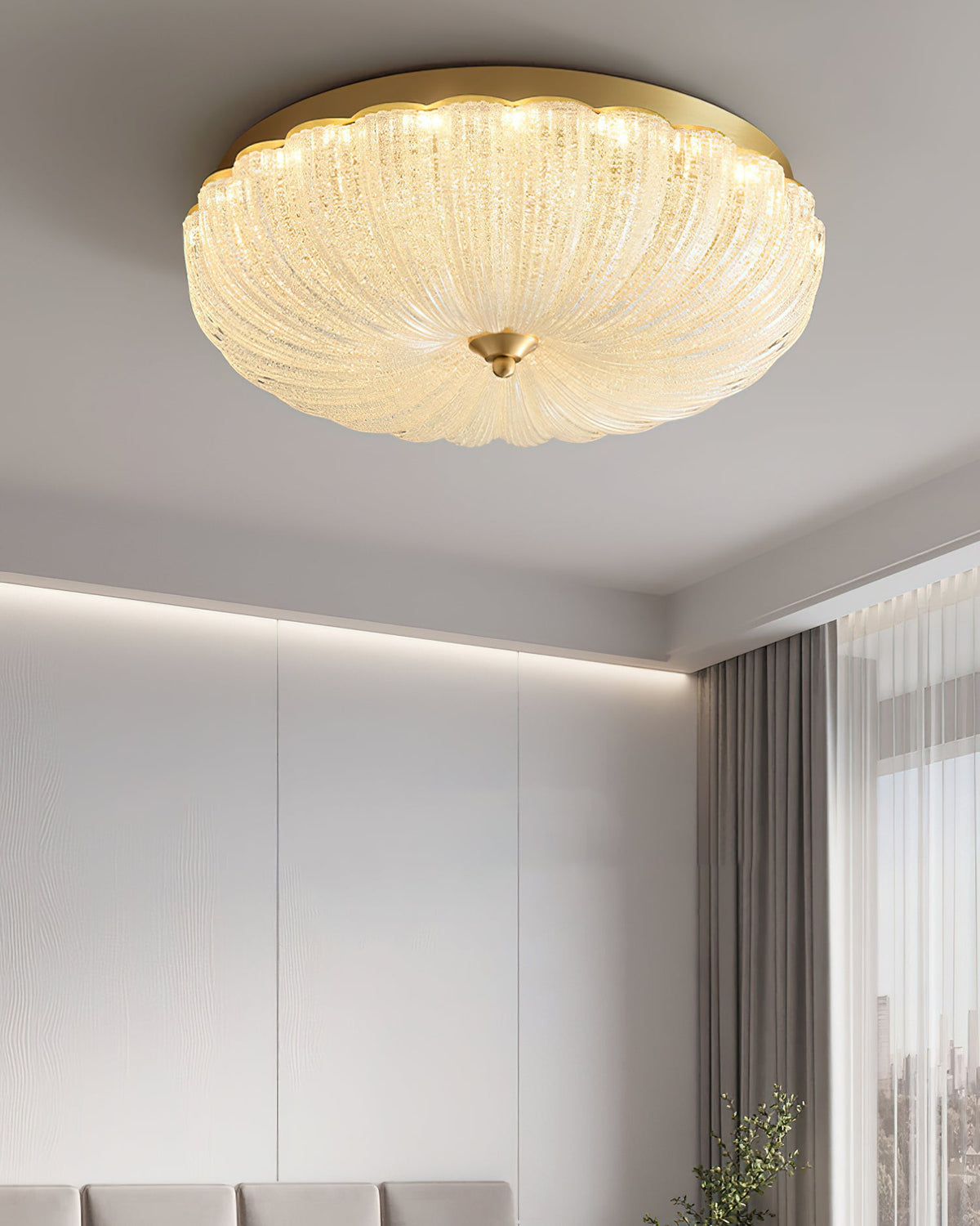 ONDINE Rippled Glass & Brass Ceiling Light