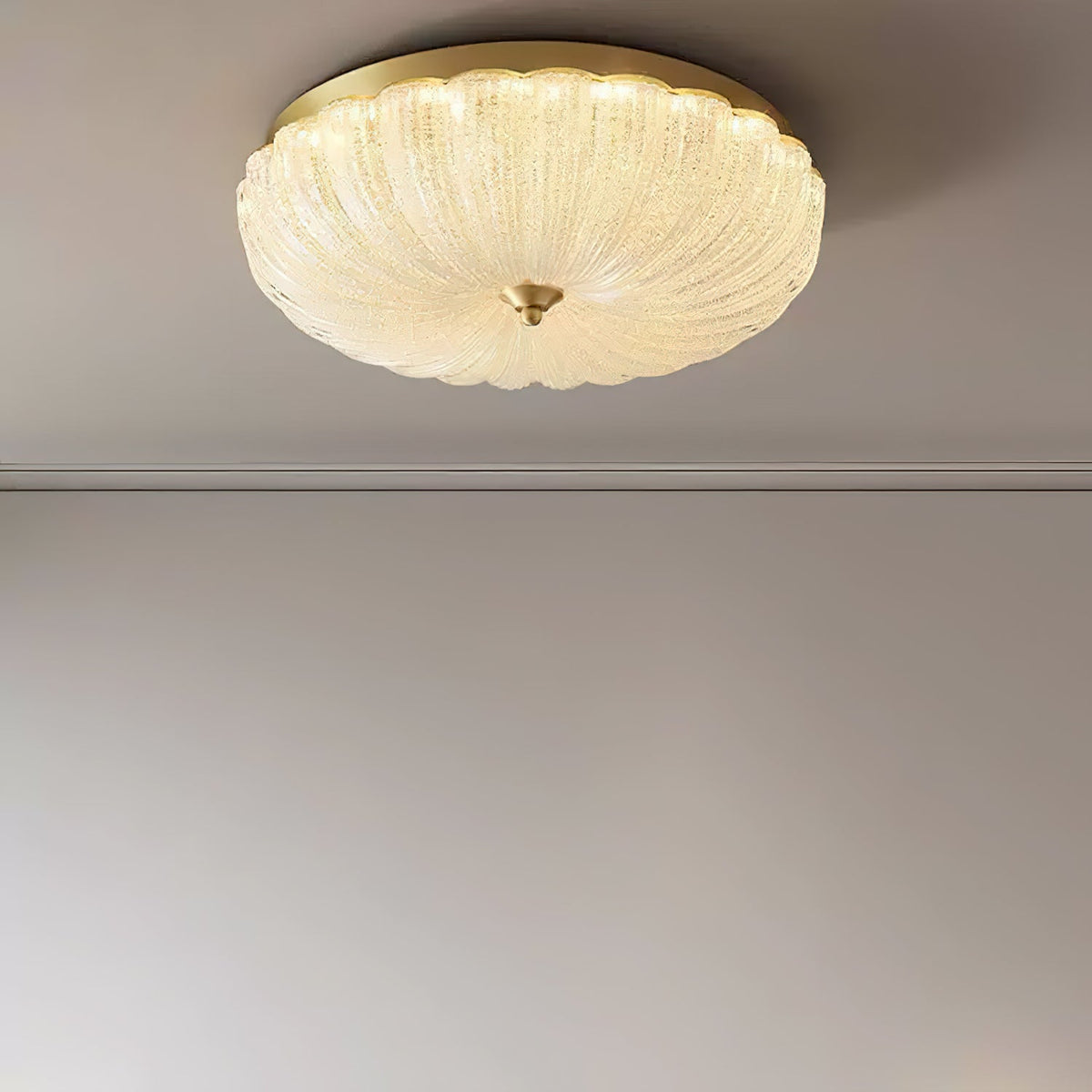 ONDINE Rippled Glass & Brass Ceiling Light