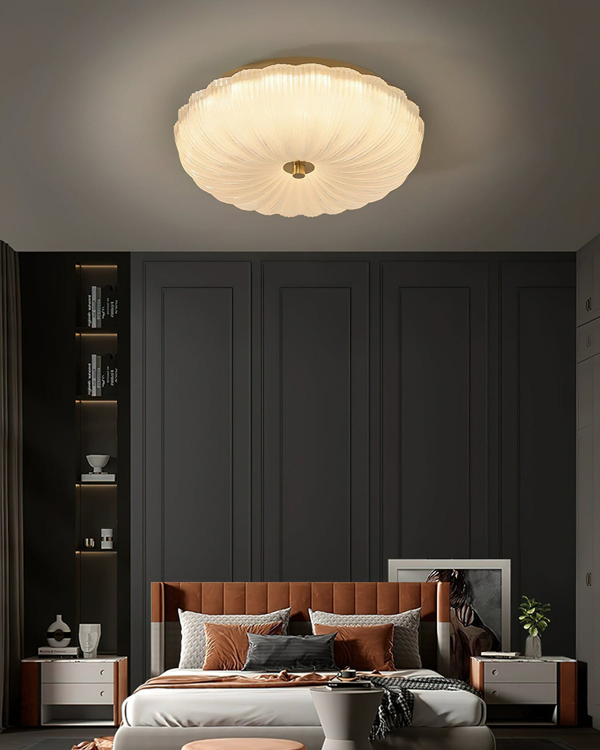 ONDINE Rippled Glass & Brass Ceiling Light