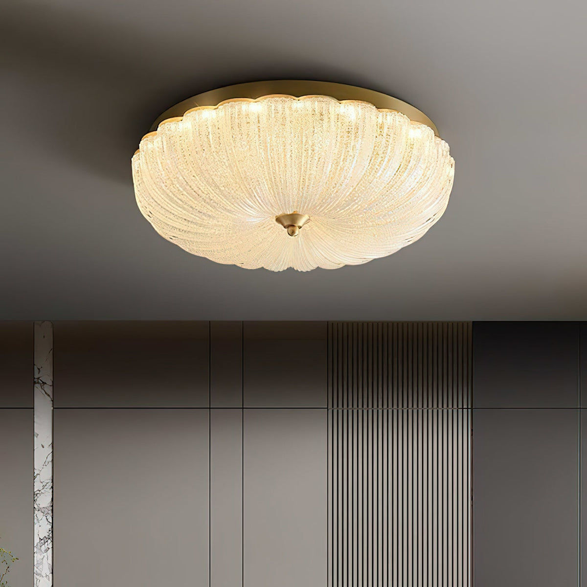 ONDINE Rippled Glass & Brass Ceiling Light