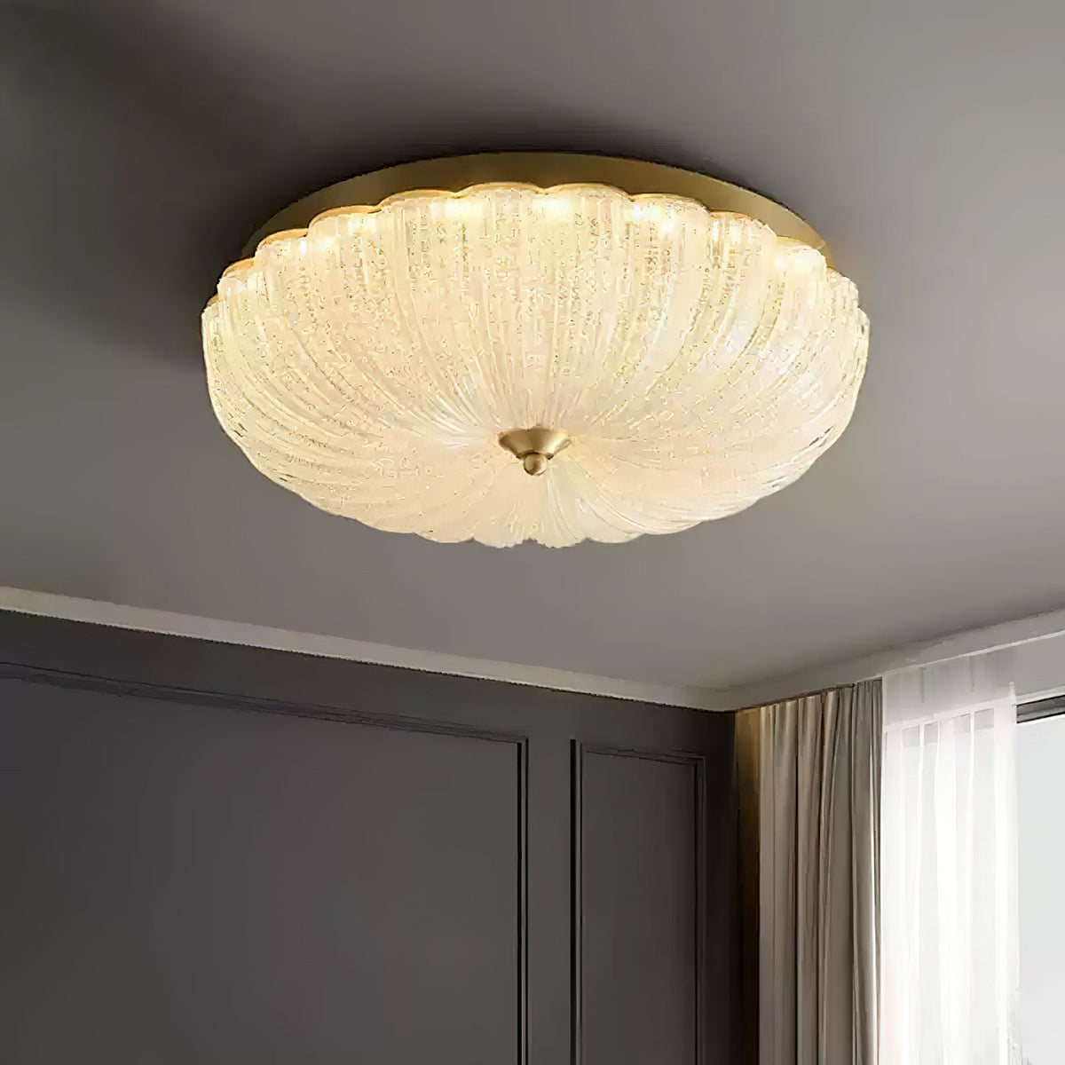 ONDINE Rippled Glass & Brass Ceiling Light