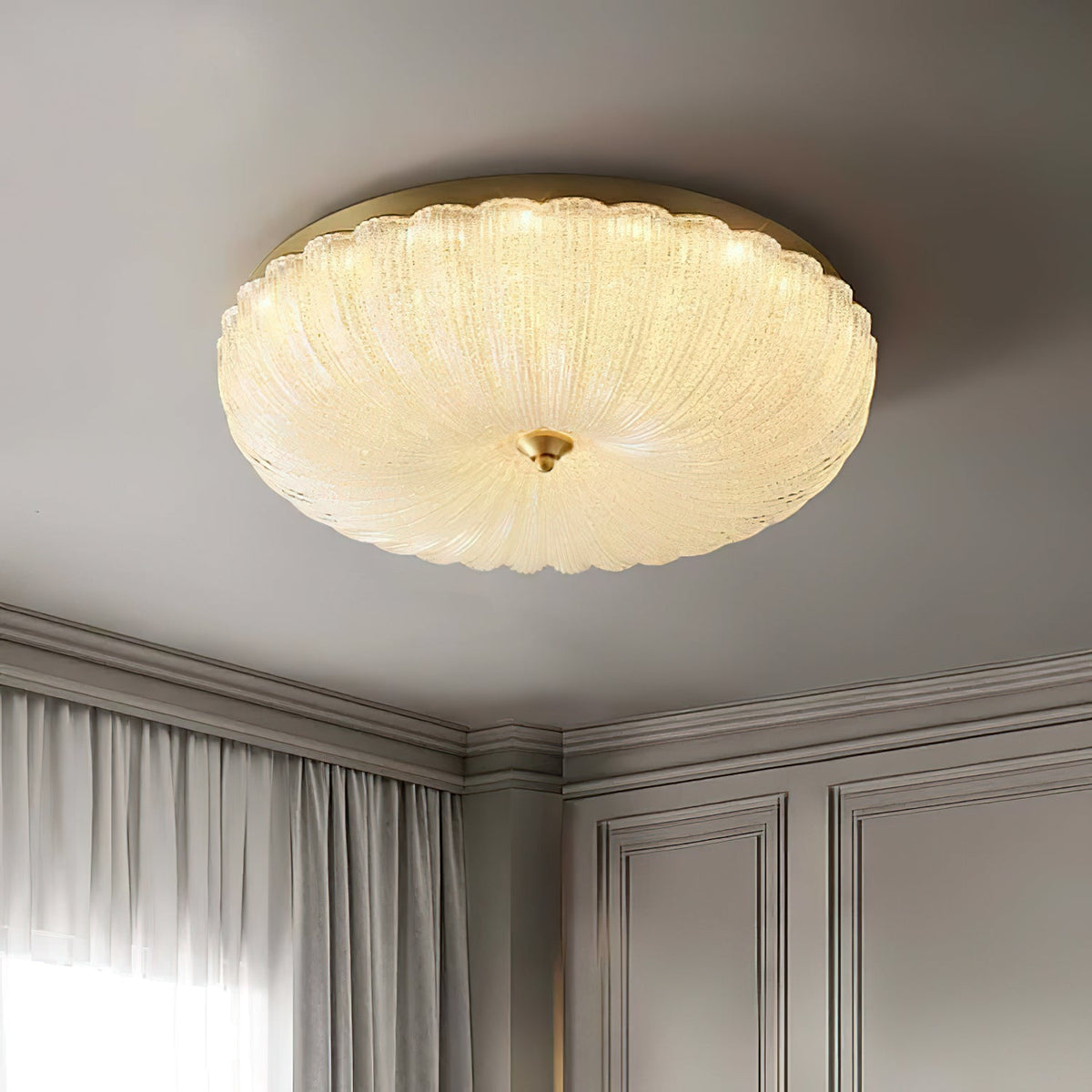 ONDINE Rippled Glass & Brass Ceiling Light