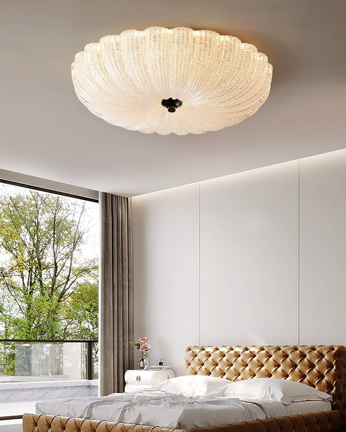 ONDINE Rippled Glass & Brass Ceiling Light