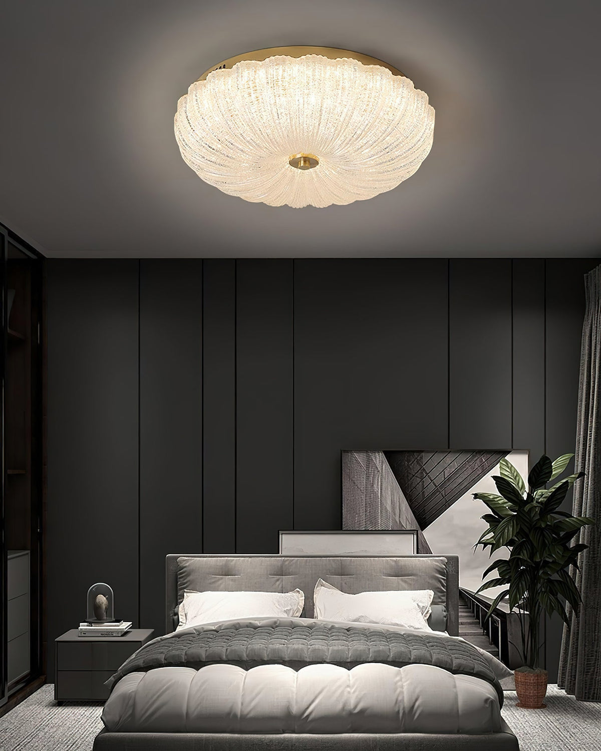 ONDINE Rippled Glass & Brass Ceiling Light
