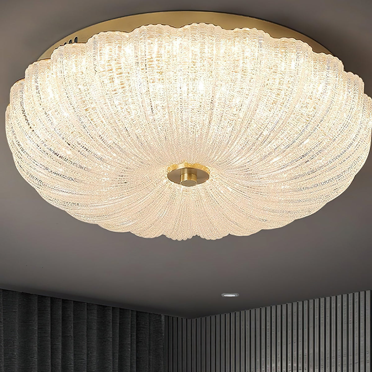 ONDINE Rippled Glass & Brass Ceiling Light