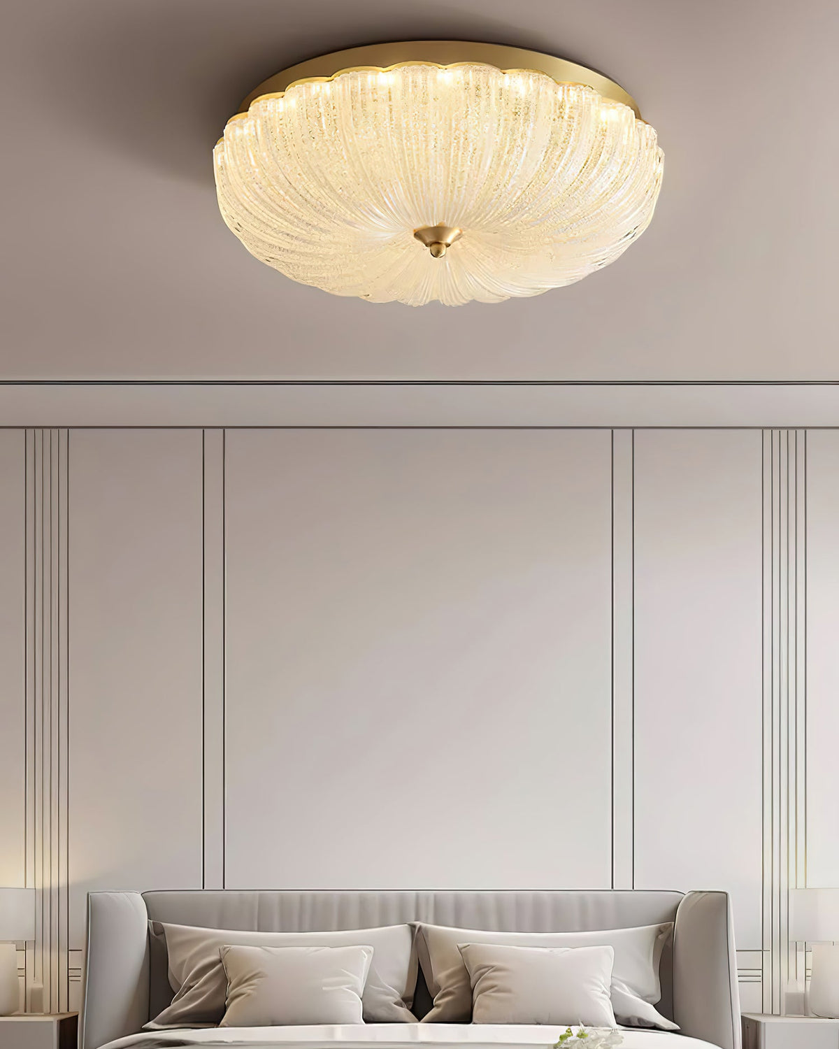 ONDINE Rippled Glass & Brass Ceiling Light