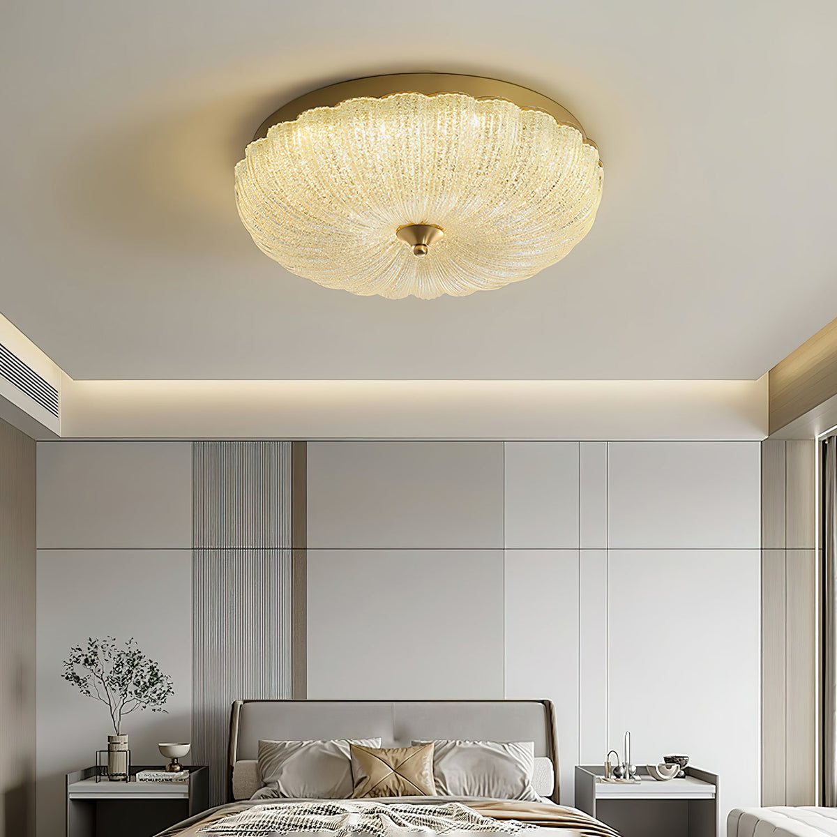 ONDINE Rippled Glass & Brass Ceiling Light