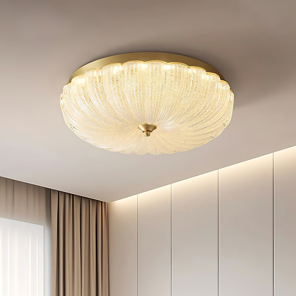 ONDINE Rippled Glass & Brass Ceiling Light