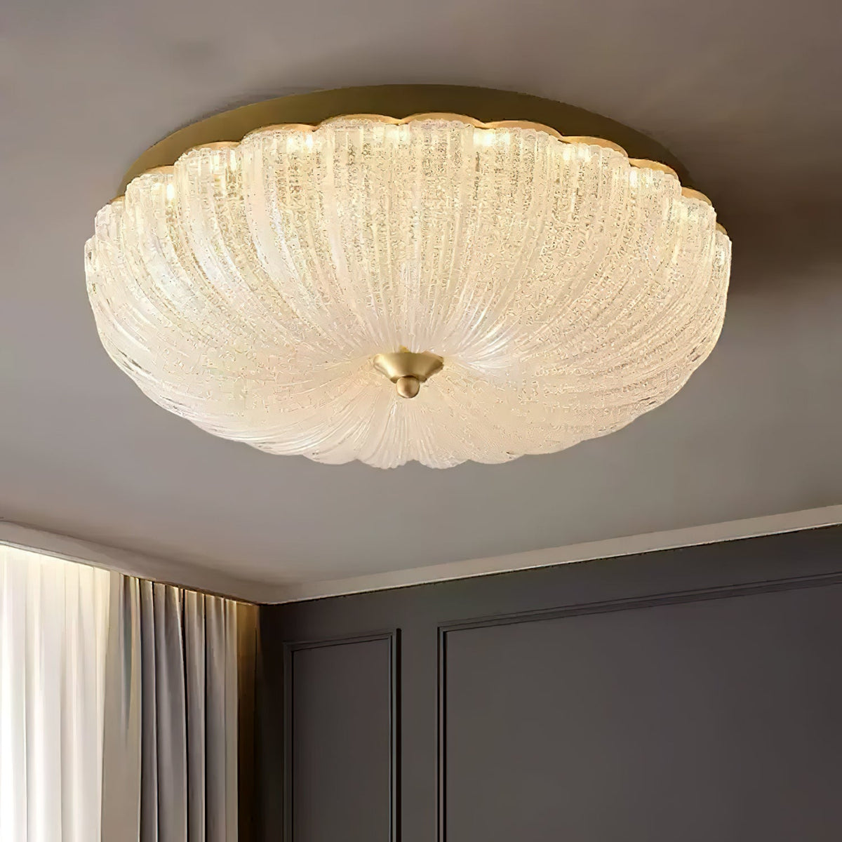 ONDINE Rippled Glass & Brass Ceiling Light