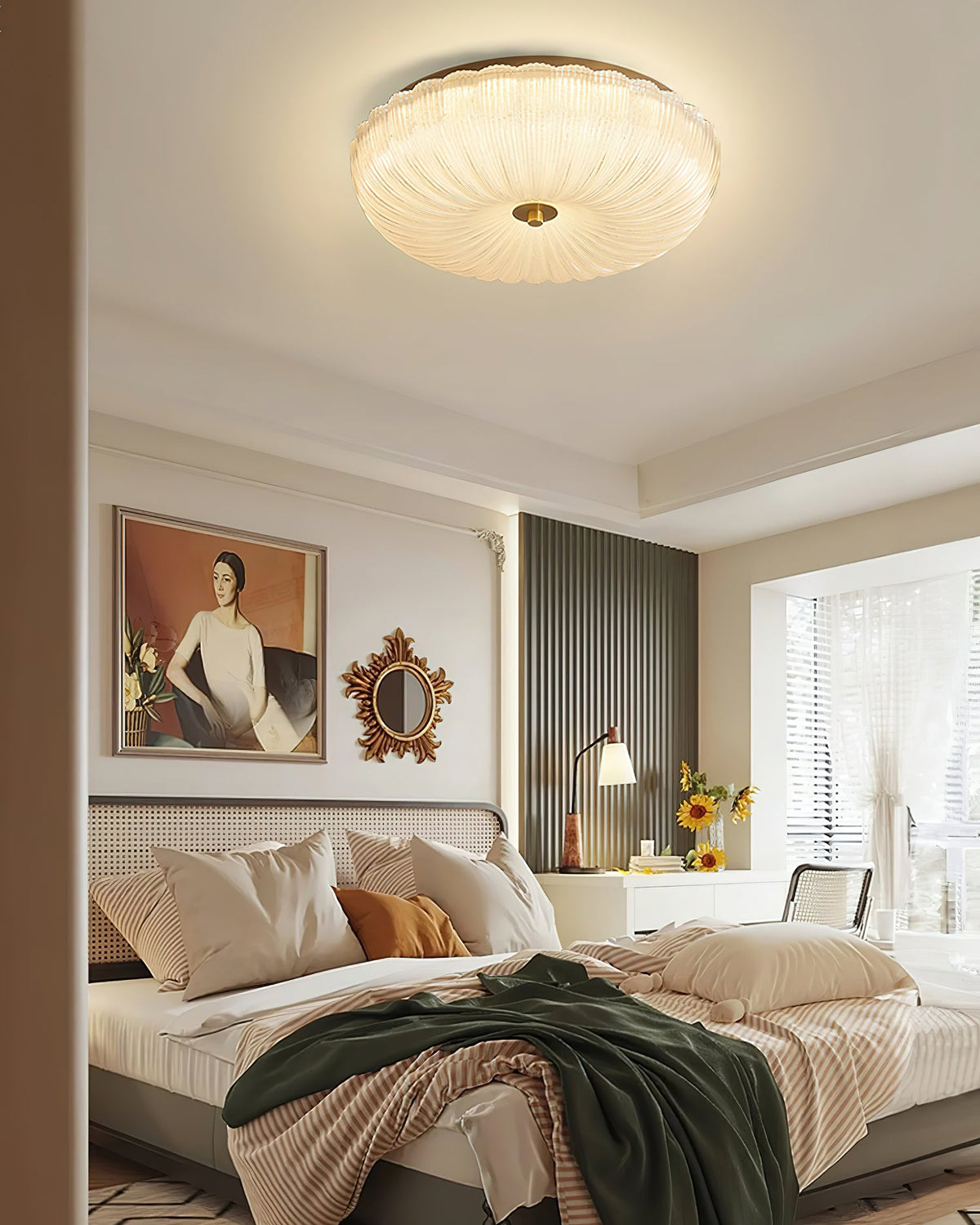 ONDINE Rippled Glass & Brass Ceiling Light