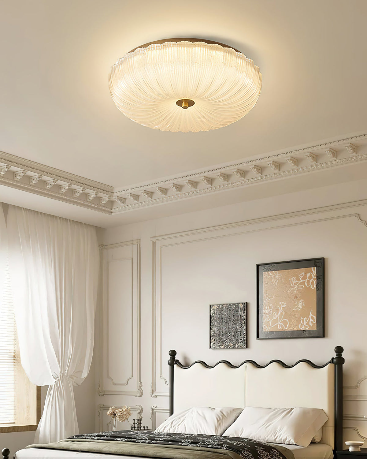 ONDINE Rippled Glass & Brass Ceiling Light