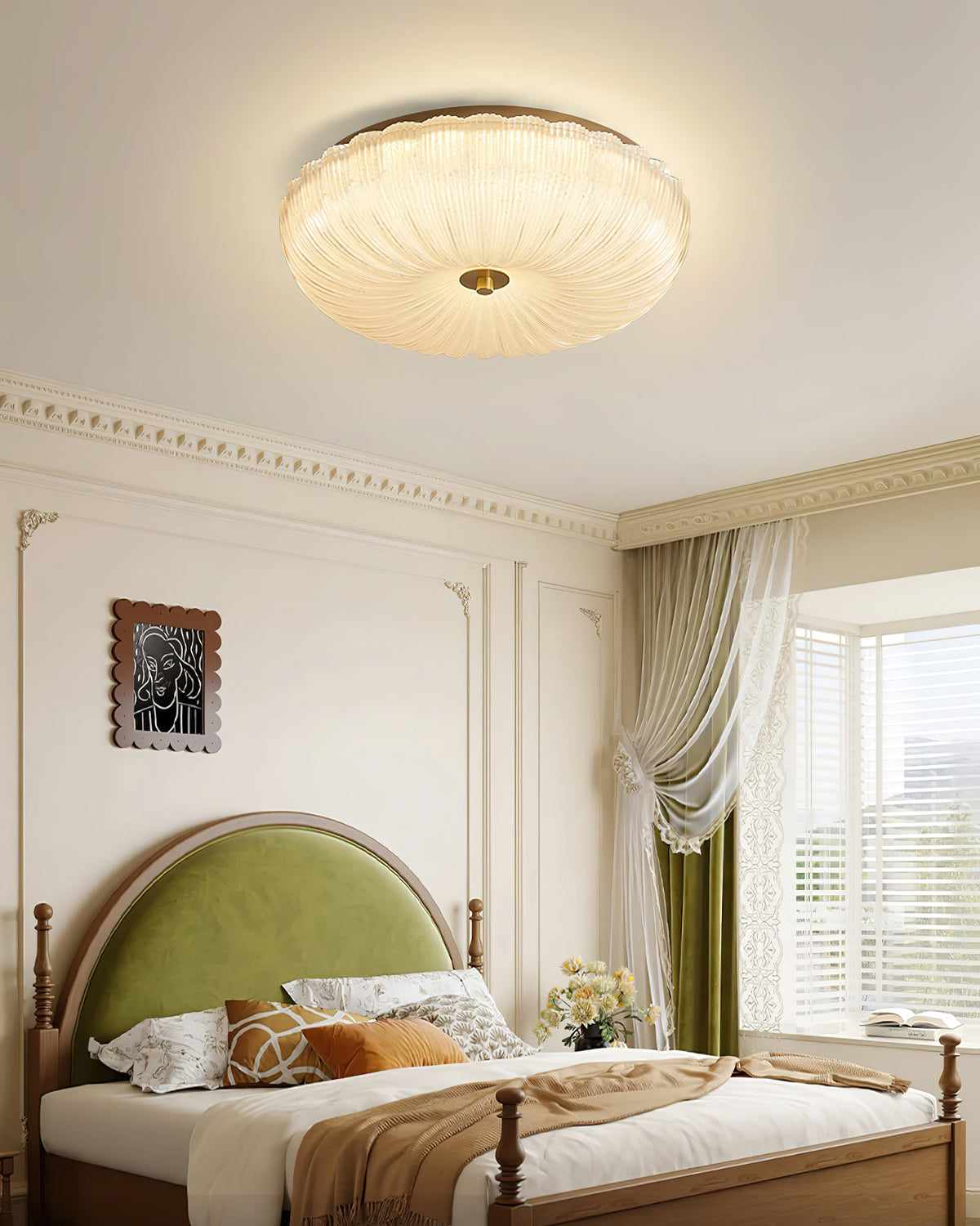 ONDINE Rippled Glass & Brass Ceiling Light