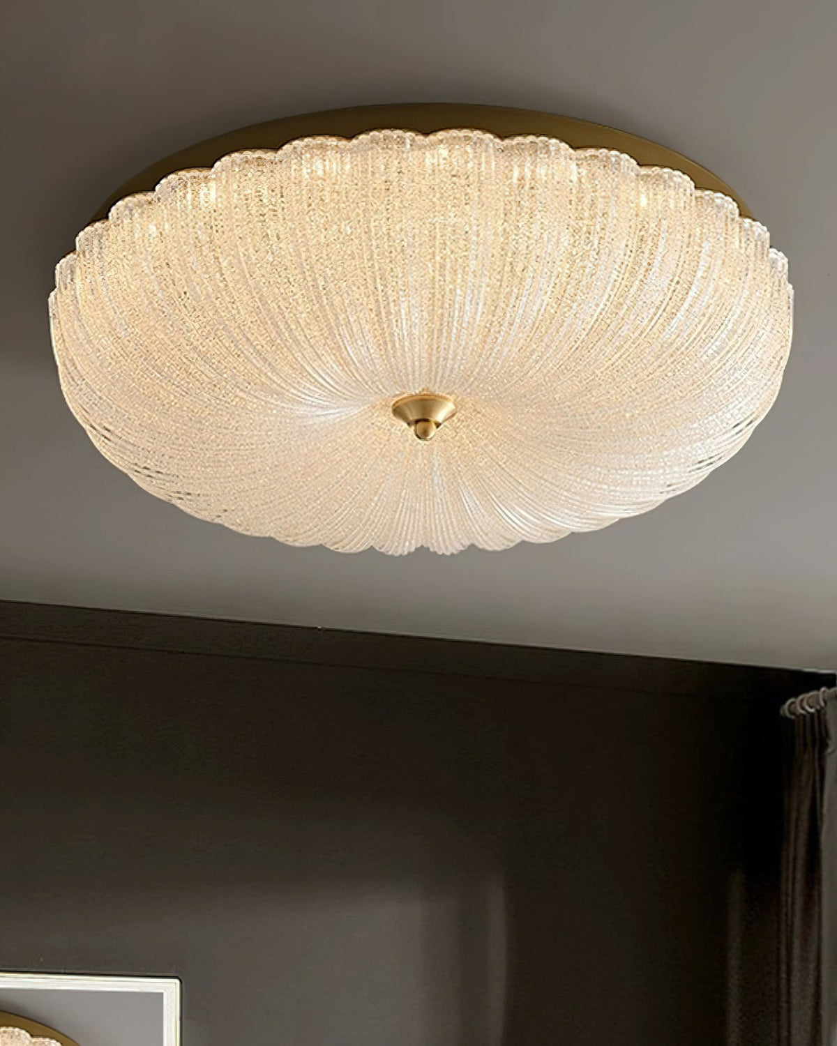 ONDINE Rippled Glass & Brass Ceiling Light