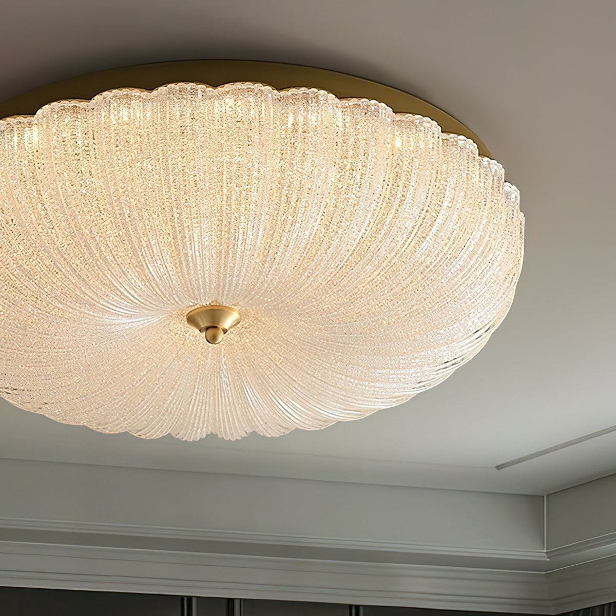 ONDINE Rippled Glass & Brass Ceiling Light