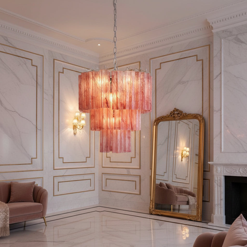 Pink Murano Glass Chandelier