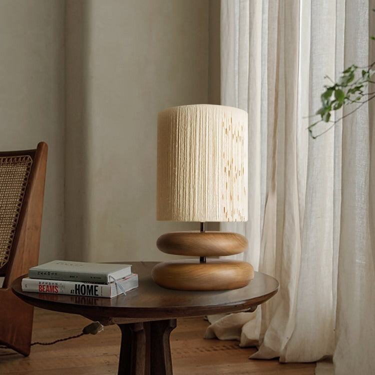 Wabi-Sabi Walnut Wood Table Lamp | Japanese Style